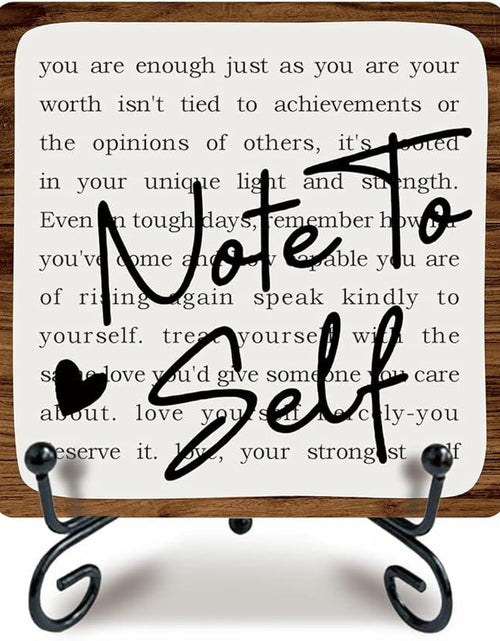 Load image into Gallery viewer, Ketsord 5x5 Black Gossip Wood Plaque Note To Self Inspirational Quote
