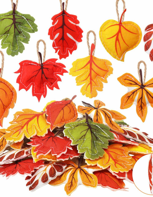Load image into Gallery viewer, HunnmingRe 24 Pcs Thanksgiving Fall Felt Ornaments Maple Leaf Orange Decor

