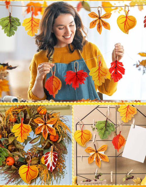 Load image into Gallery viewer, HunnmingRe 24 Pcs Thanksgiving Fall Felt Ornaments Maple Leaf Orange Decor
