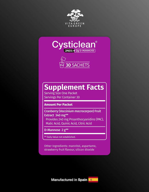 Load image into Gallery viewer, Cysticlean Cranberry PAC Supplement 240mg PAC Sugar-Free 30 Capsules
