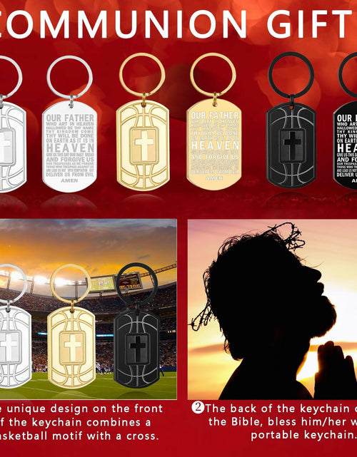 Load image into Gallery viewer, Miss Chipmunk Football Bible Verse Keychain Men Black Medium
