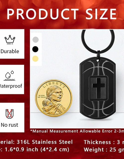 Load image into Gallery viewer, Miss Chipmunk Football Bible Verse Keychain Men Black Medium
