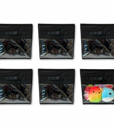 Frankie & Ivy 11 Inch Clear Front Storage Bins Gray 6 Pack Fabric