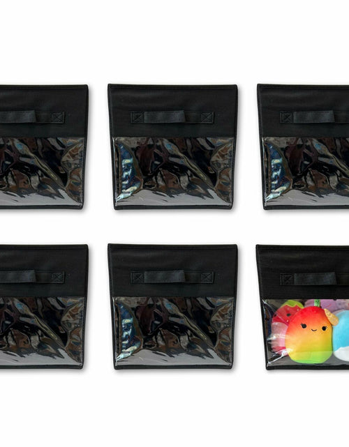Load image into Gallery viewer, Frankie &amp; Ivy 11 Inch Clear Front Storage Bins Gray 6 Pack Fabric
