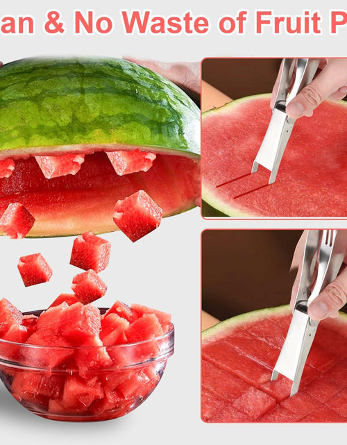 Load image into Gallery viewer, TAOTOP 2PCS Stainless Steel Watermelon Fork Slicer 2-in-1 Portable Silver
