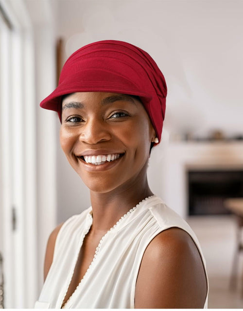 Load image into Gallery viewer, Wimnkuv Soft Bamboo Baseball Cap Women Chemo Hat Wine Red+Khaki One Size
