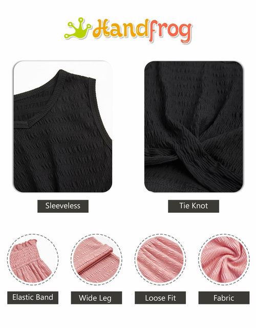 Load image into Gallery viewer, Handfrog Girls 2PC Tie Knot Crop Top &amp; Wide Leg Pants Set Pink Black Size 12-13Y
