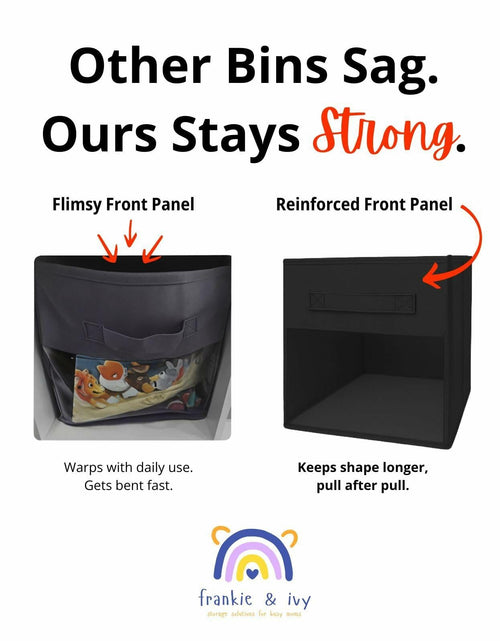 Load image into Gallery viewer, Frankie &amp; Ivy 11 Inch Clear Front Storage Bins Gray 6 Pack Fabric
