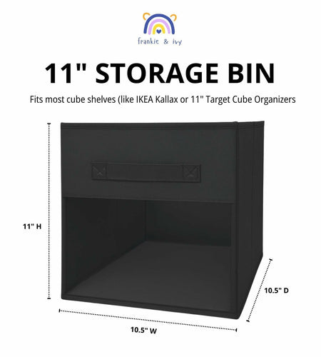 Frankie & Ivy 11 Inch Clear Front Storage Bins Gray 6 Pack Fabric