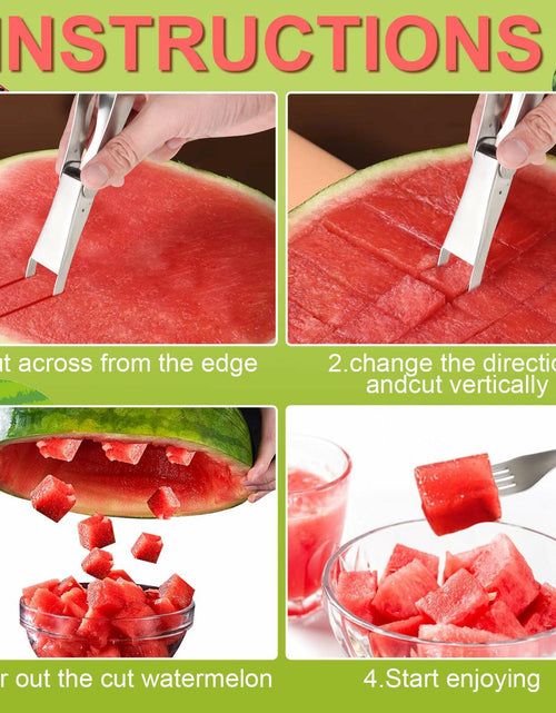 Load image into Gallery viewer, TAOTOP 2PCS Stainless Steel Watermelon Fork Slicer 2-in-1 Portable Silver
