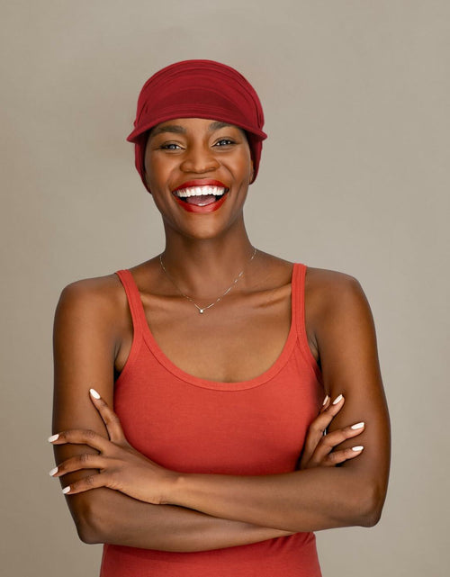 Load image into Gallery viewer, Wimnkuv Soft Bamboo Baseball Cap Women Chemo Hat Wine Red+Khaki One Size

