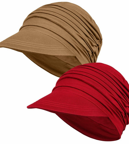 Wimnkuv Soft Bamboo Baseball Cap Women Chemo Hat Wine Red+Khaki One Size