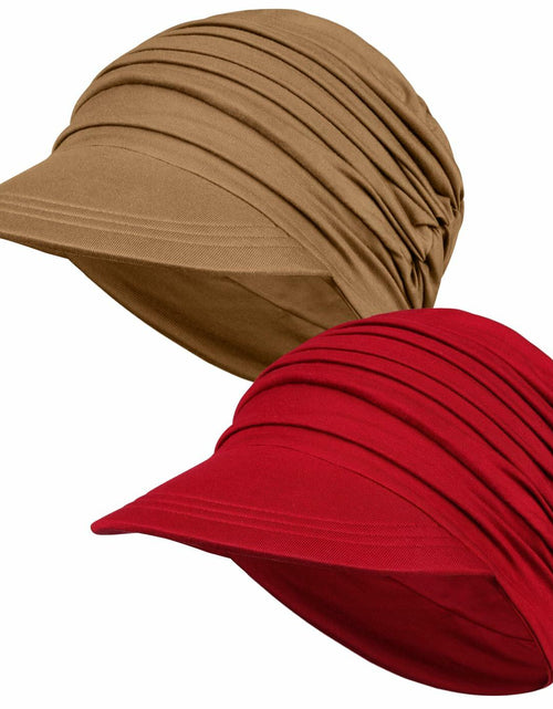 Load image into Gallery viewer, Wimnkuv Soft Bamboo Baseball Cap Women Chemo Hat Wine Red+Khaki One Size
