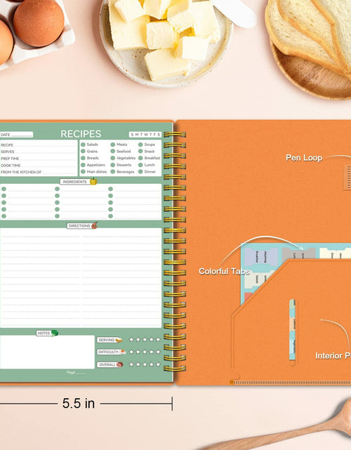 Load image into Gallery viewer, Alltree Recipe Notebook Spiral Organizer 15 Tabs 120 Pages Black 5.5x8.5
