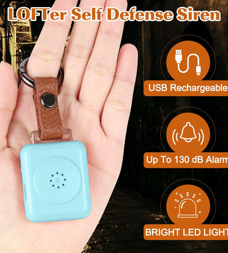 LE Sircut PA01 Leather Personal Alarm Keychain 130dB Rose Gold LED Flashlight