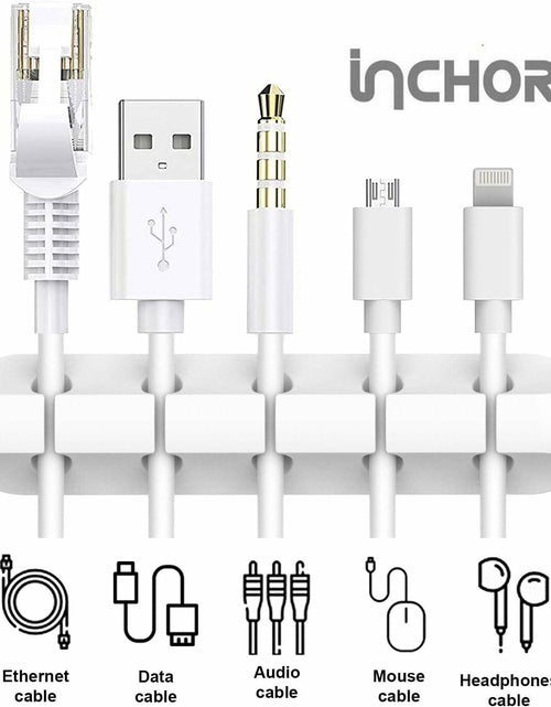 Load image into Gallery viewer, INCHOR Cord Organizer White Silicone 3-Pack Cable Clips (7,5,3 Slots)
