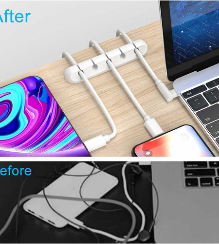 INCHOR Cord Organizer White Silicone 3-Pack Cable Clips (7,5,3 Slots)