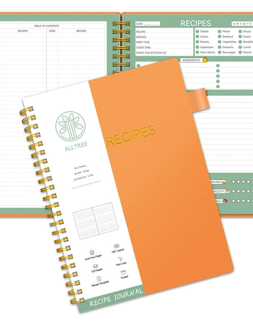Load image into Gallery viewer, Alltree Recipe Notebook Spiral Organizer 15 Tabs 120 Pages Black 5.5x8.5
