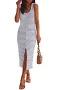 Load image into Gallery viewer, MEROKEETY Women’s Striped Sleeveless Tank Midi Dress Scoop Neck White Size M

