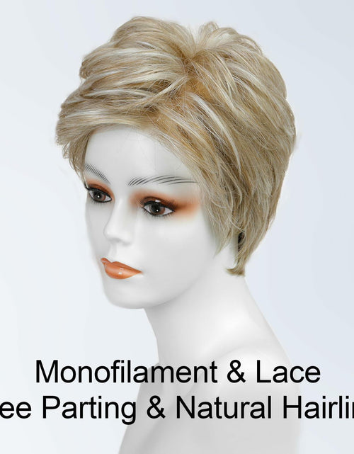 Load image into Gallery viewer, Getshow Mono Top Synthetic Lace Front Wig Layered Hair Light Mixed Blonde
