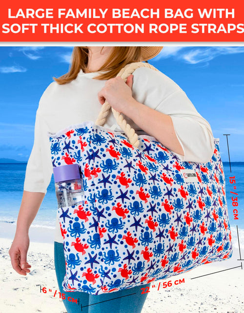 Load image into Gallery viewer, SHYLERO Waterproof Beach Tote Bag with Airtight Pouch &amp; Key Holder L22xH15xW6
