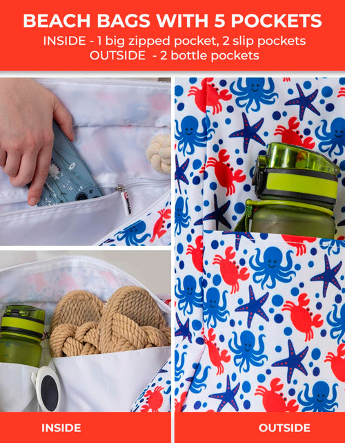 Load image into Gallery viewer, SHYLERO Waterproof Beach Tote Bag with Airtight Pouch &amp; Key Holder L22xH15xW6
