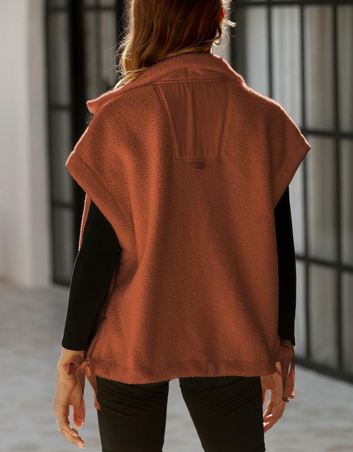 Load image into Gallery viewer, Yozazzy Sherpa Vest Women Sleeveless Fleece Zip Up Rust Size S
