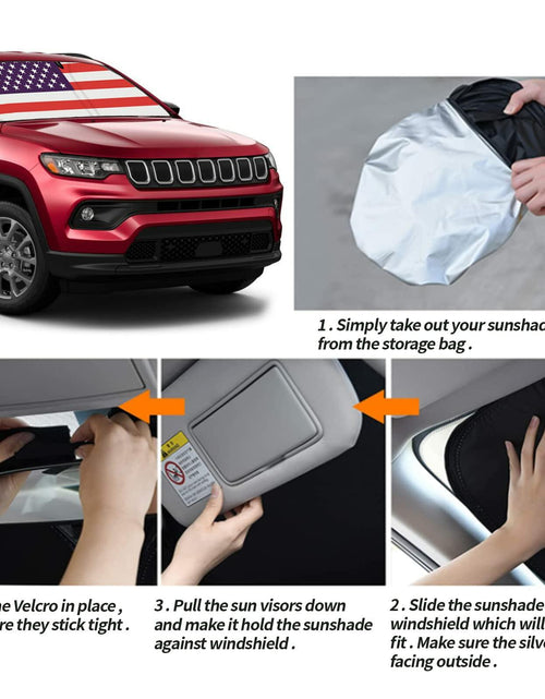 Load image into Gallery viewer, Moricere Windshield Sun Shade USA Flag Jeep Compass 2017-2023 Multi 6 Foldable
