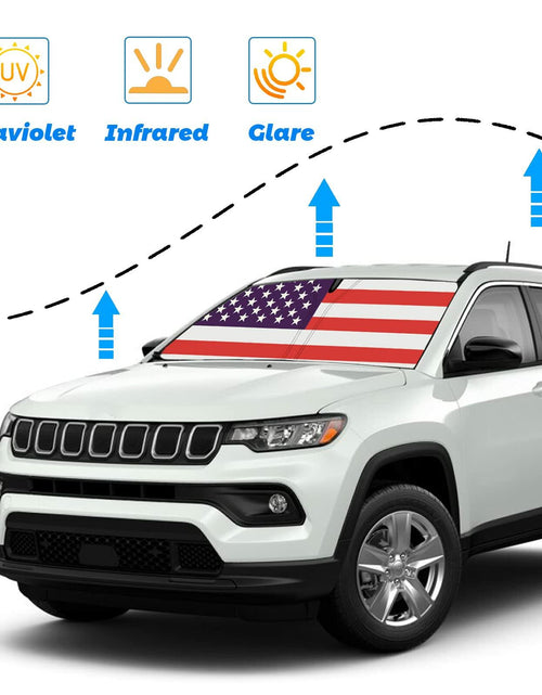 Load image into Gallery viewer, Moricere Windshield Sun Shade USA Flag Jeep Compass 2017-2023 Multi 6 Foldable
