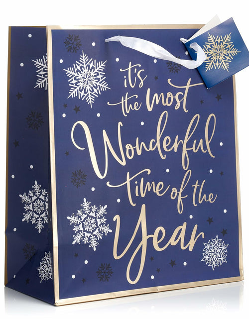 Load image into Gallery viewer, Fifth Ave Kraft Christmas Bags Large 12x10x5 Joy Pack of 12 Holiday Gift

