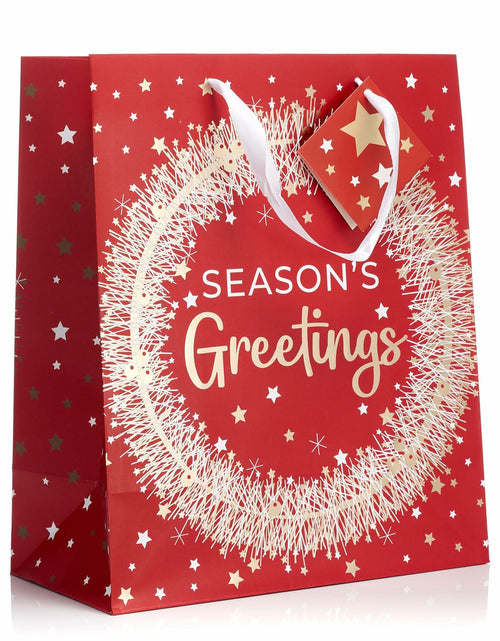 Load image into Gallery viewer, Fifth Ave Kraft Christmas Bags Large 12x10x5 Joy Pack of 12 Holiday Gift

