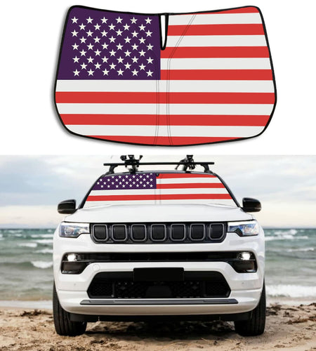 Moricere Windshield Sun Shade USA Flag Jeep Compass 2017-2023 Multi 6 Foldable