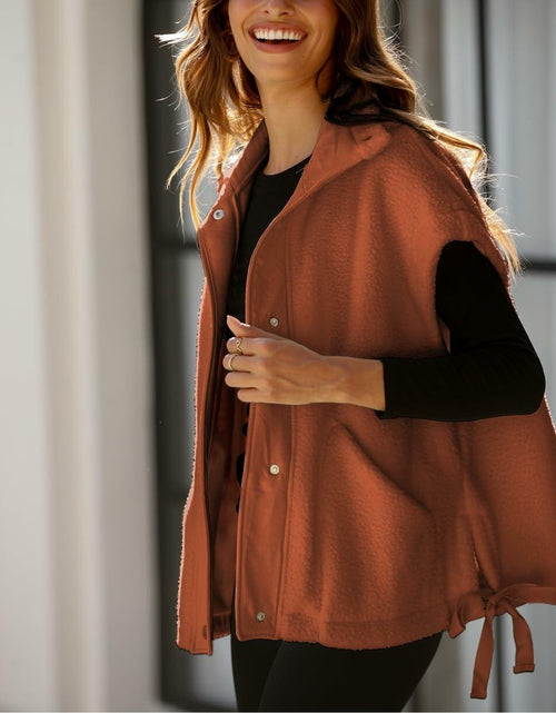 Load image into Gallery viewer, Yozazzy Sherpa Vest Women Sleeveless Fleece Zip Up Rust Size S
