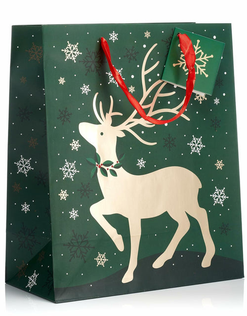 Load image into Gallery viewer, Fifth Ave Kraft Christmas Bags Large 12x10x5 Joy Pack of 12 Holiday Gift
