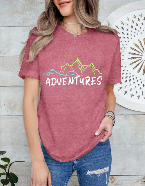 Load image into Gallery viewer, WIPXITK Womens Hawaii Sunshine Beach Heart Graphic Tee Pink Size XL
