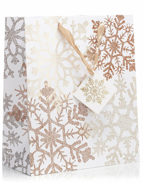 Load image into Gallery viewer, Fifth Ave Kraft Christmas Bags Large 12x10x5 Joy Pack of 12 Holiday Gift
