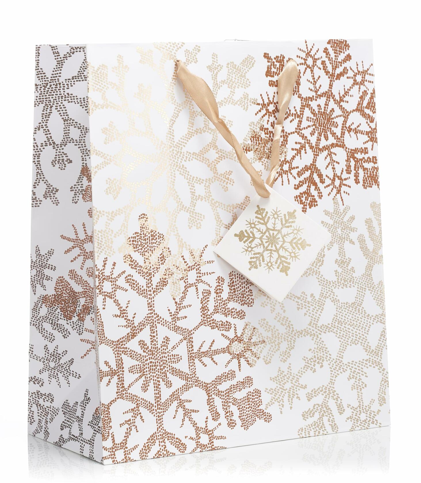 Fifth Ave Kraft Christmas Bags Large 12x10x5 Joy Pack of 12 Holiday Gift