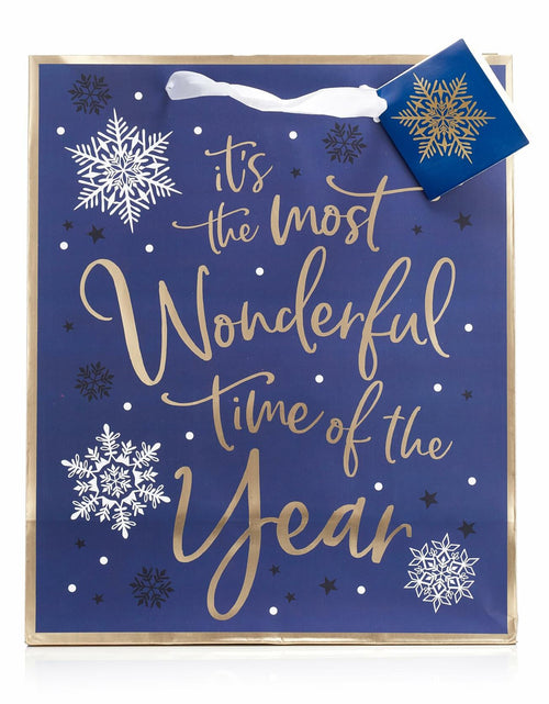 Load image into Gallery viewer, Fifth Ave Kraft Christmas Bags Large 12x10x5 Joy Pack of 12 Holiday Gift
