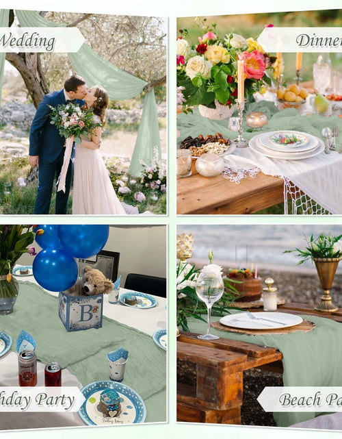Load image into Gallery viewer, Fall Table Runner Cheesecloth 10FT Boho Rustic Gauze Sage Green 1 Pack
