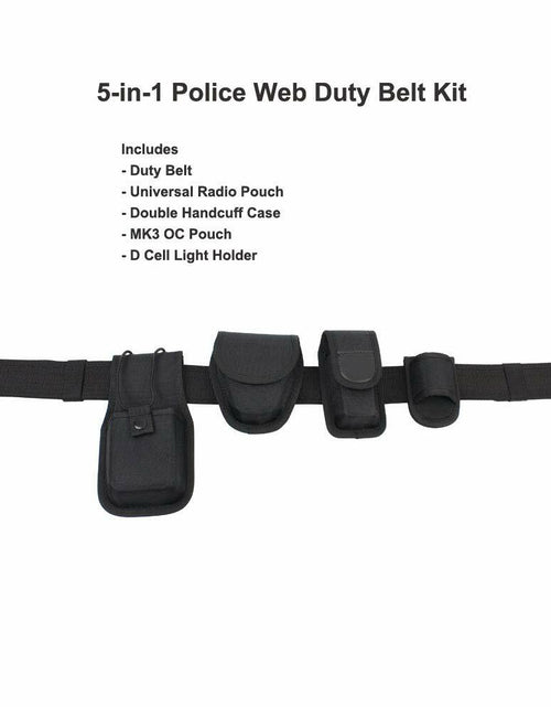Load image into Gallery viewer, ROCOTACTICAL 5-in-1 Police Duty Web Belt Kit Black Medium 32-38"
