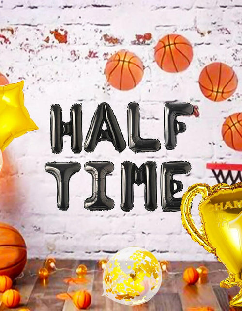 Load image into Gallery viewer, JeVenis Half Time Birthday Boy Basketball Balloons 1/2 Way to One
