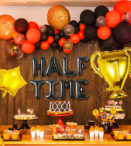 JeVenis Half Time Birthday Boy Basketball Balloons 1/2 Way to One