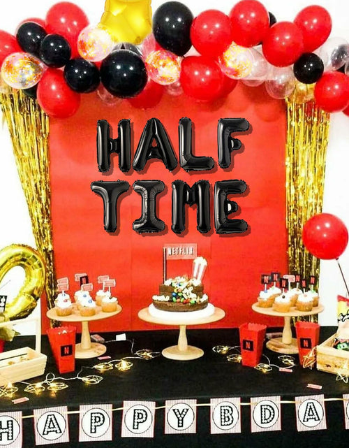 Load image into Gallery viewer, JeVenis Half Time Birthday Boy Basketball Balloons 1/2 Way to One
