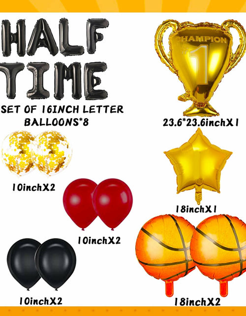 Load image into Gallery viewer, JeVenis Half Time Birthday Boy Basketball Balloons 1/2 Way to One

