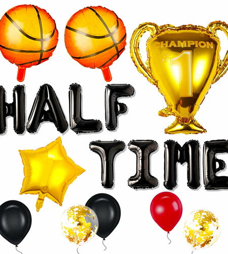 JeVenis Half Time Birthday Boy Basketball Balloons 1/2 Way to One
