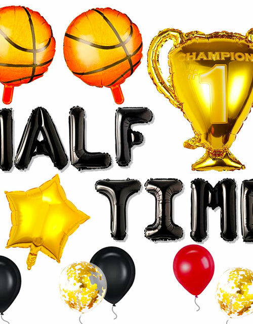 Load image into Gallery viewer, JeVenis Half Time Birthday Boy Basketball Balloons 1/2 Way to One
