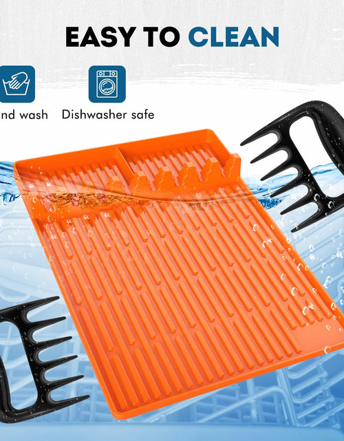 Load image into Gallery viewer, Glesalw Silicone Griddle Tool Mat &amp; Meat Shredder Claws BBQ Set Orange
