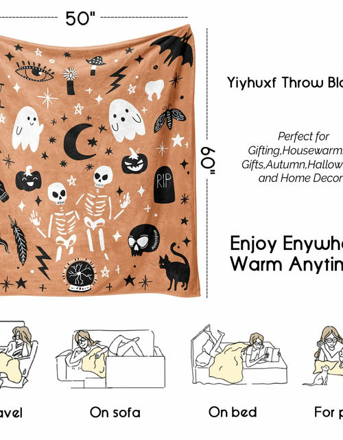 Load image into Gallery viewer, Yiyhuxf Halloween Flannel Fleece Throw Blanket Cartoon 60x50 Black
