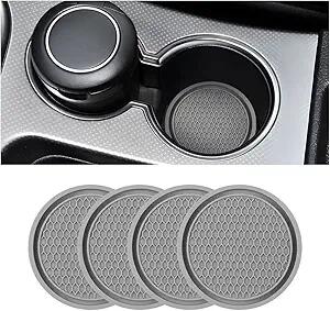 Load image into Gallery viewer, 4-Pack Cup Holder Coasters 2.75” Non-Slip PVC Car Accessory Gray
