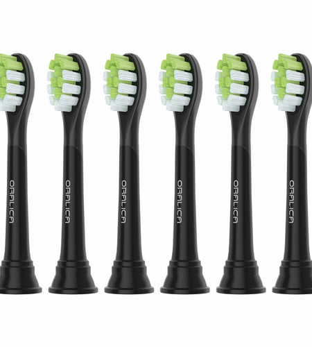 Oralica Whitening Replacement Toothbrush Heads Philips Sonicare 6 Pack Black